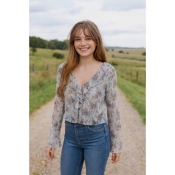 French Atmosphere Tops - Vintage Y2K French Atmosphere Lace Top Womens Size XL Ruffle Button Up USA Made